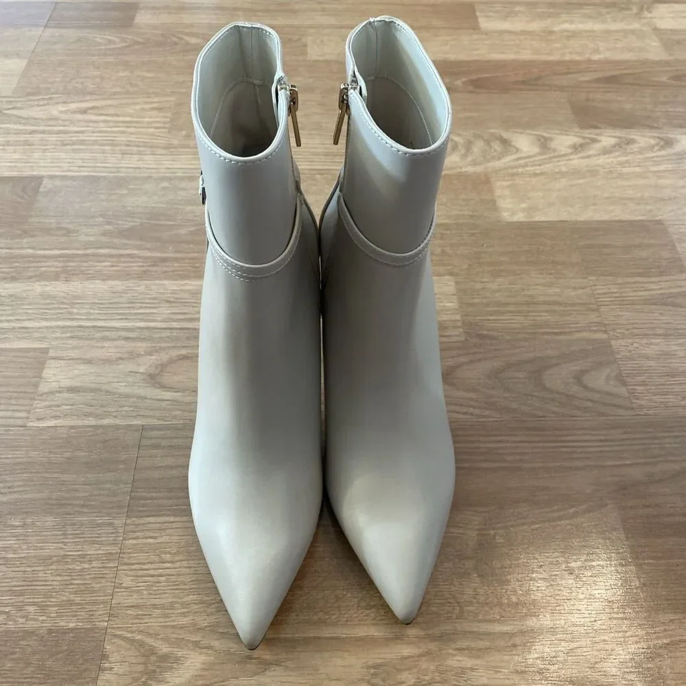 Calvin Klein Women’s Vivera Buckle Strap Stiletto Dress Booties Ivory 7.5M NIB - Picture 5 of 10